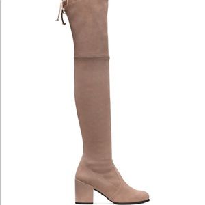 Stuart Weitzman Tieland Over the Knee Boots in Taupe Womens Size 7 (Like New)